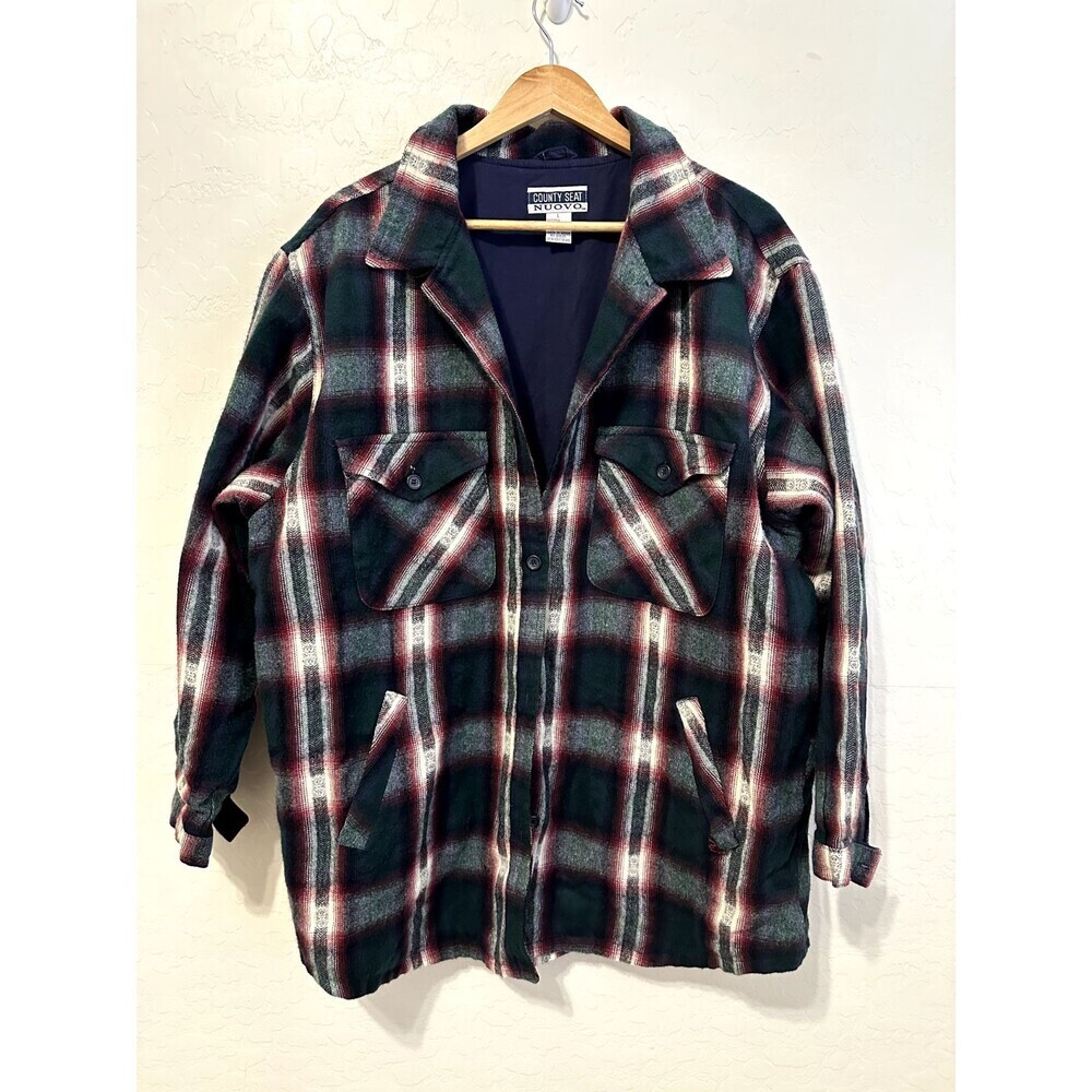 County Seat Nuovo‎ Mens Vintage Plaid Jacket Size L Oversized XMAS Barn Chore